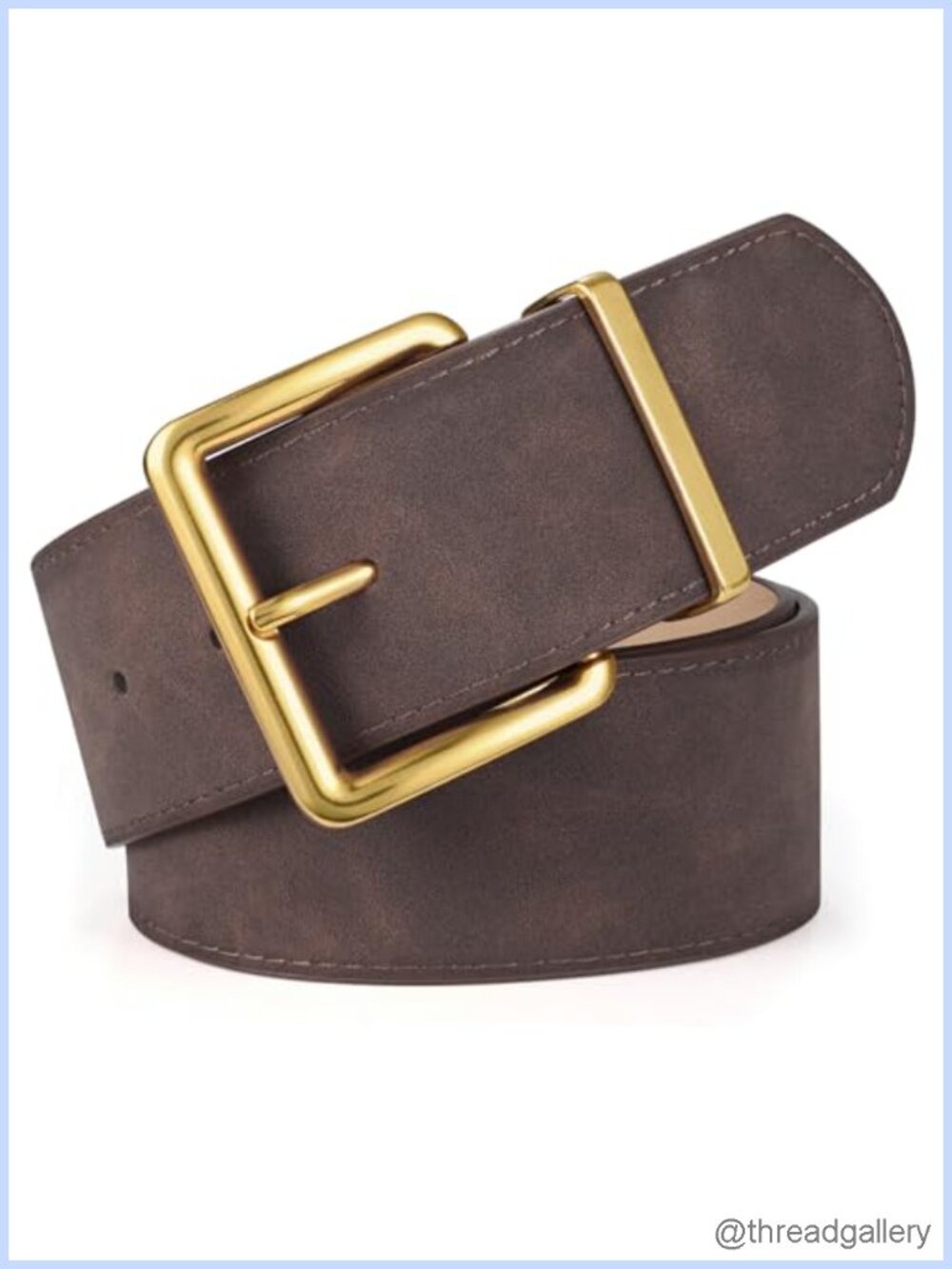 Wide Chunky Suede Belt for Dresses Faux Leather Gold Buckle